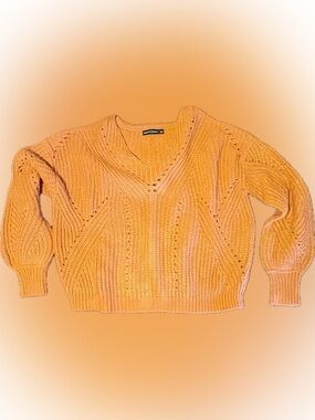 Madison And Moon Women’s V-Neck Orange Knit Sweater
